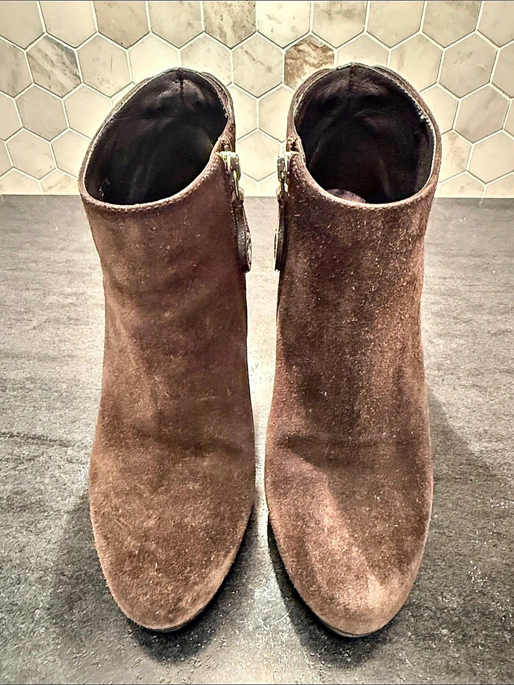 Chocolate Suede Ankle Boots - brand Car Shoe